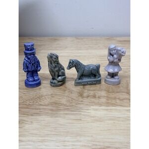 Vintage Lot of 4 Wade Whimsies Red Rose Tea Figurines England Uncle Sam #AA